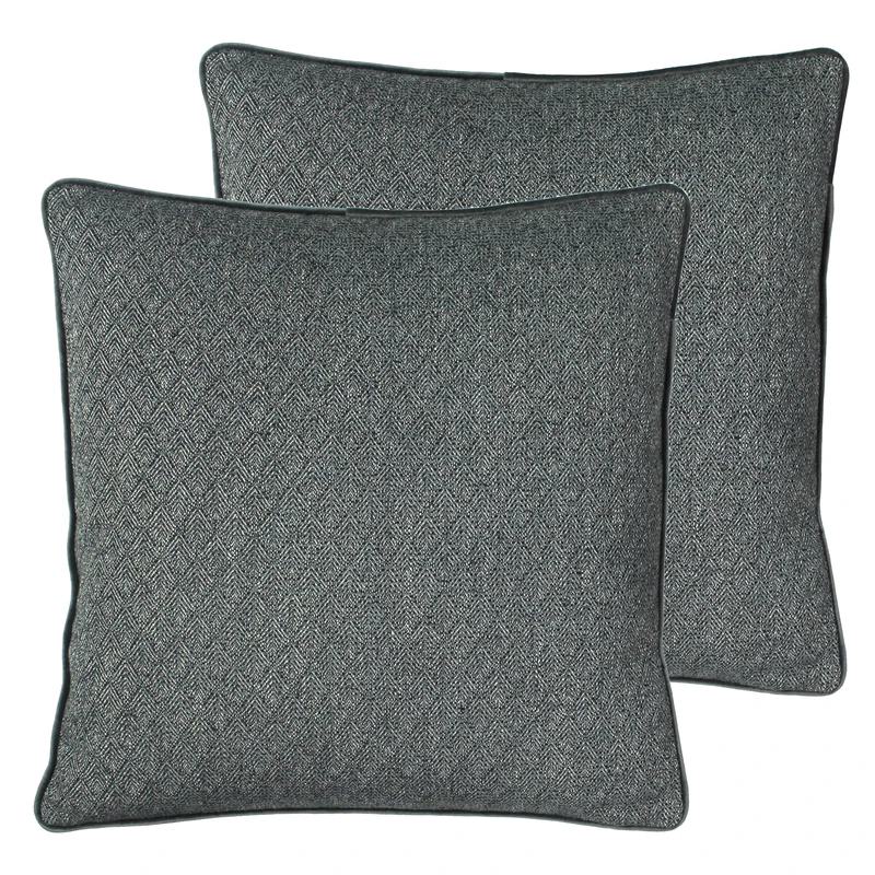 Paoletti Blenheim Geometric Feather Filled Cushion - Twin Pack, Grey, 45 x 45cm - Image 1