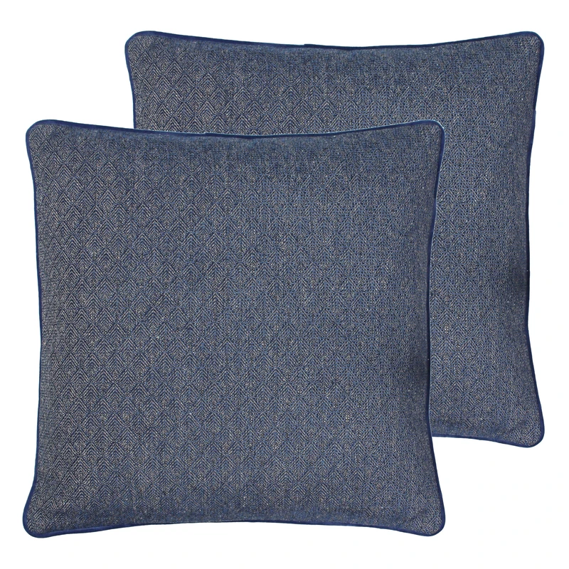 Paoletti Blenheim Geometric Feather Filled Cushion - Twin Pack, Navy, 45 x 45cm