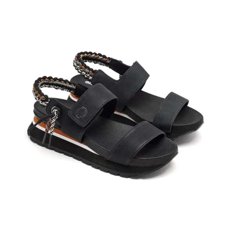 GIOSEPPO Beige Sports Sandals with Multicolor Back Detail for Women Austell, Black/White, 5 UK