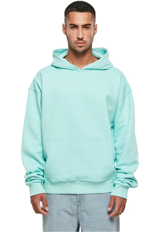 Build your Brand Men's Hooded Pullover Ultra Heavy Cotton Box Hoody, Oversized Hoodie for Men, Cotton, Sizes XS - 5XL, Beryl Blue, XS