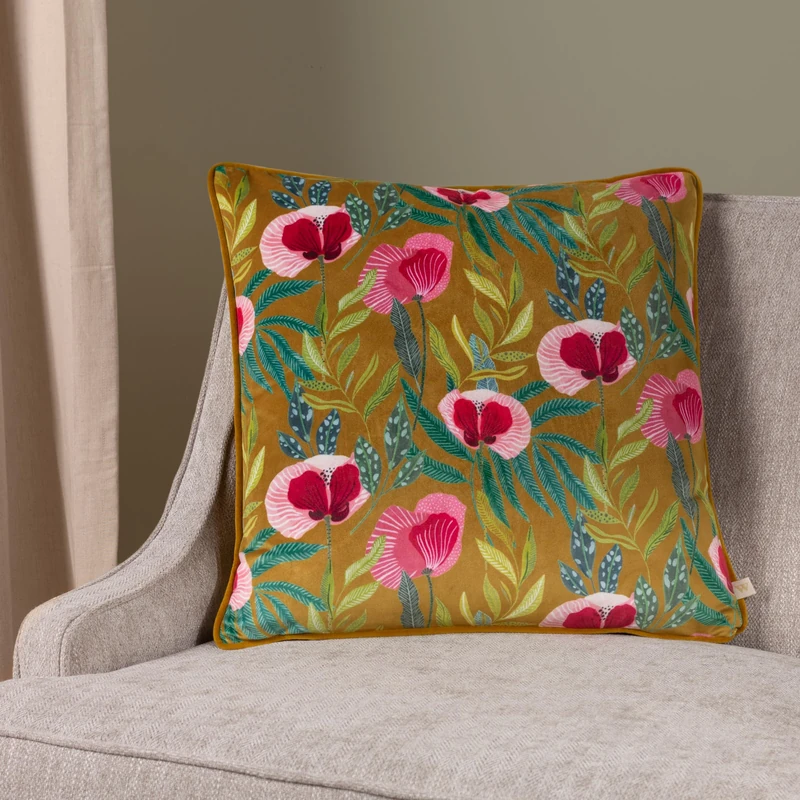 furn. Wylder Nature House of Bloom Poppy Feather Filled Cushion - Twin Pack