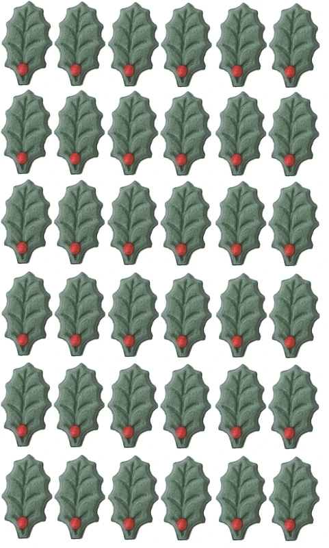 36x Sugar Edible HOLLY LEAVES Christmas Cake toppers