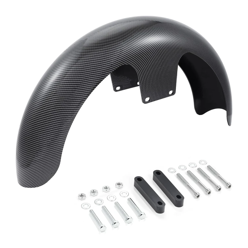 Bravema 19 inch Motorcycle Mudguard Front Fender Fit for Harley Touring Road King Road Glide Electra Glide Street Glide (Fiber Black)
