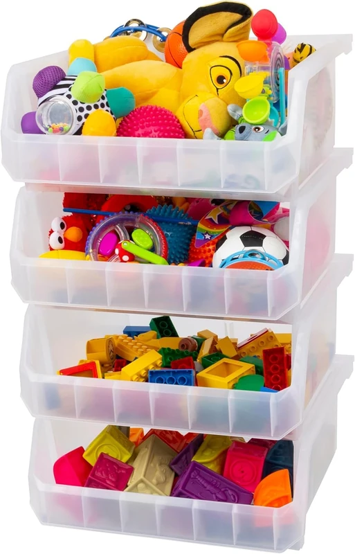 ReadySpace Plastic Containers for Organizing and Storage Bins for Closet, Kitchen, Office, Toys, or Pantry Organization, Extra Large, 4-Pack, Clear