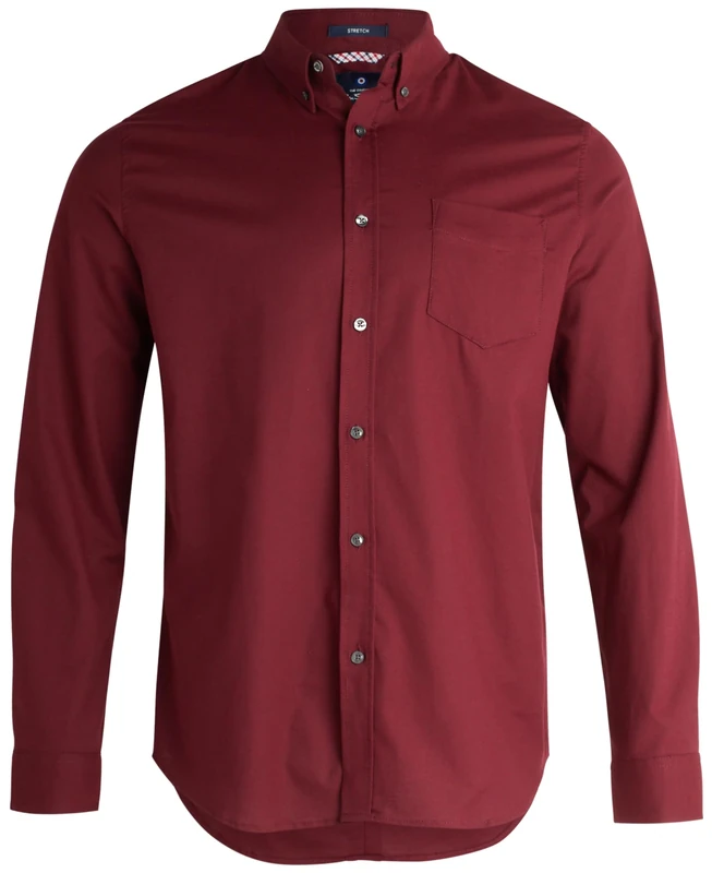 Ben Sherman Men's Button Down Shirt - Classic Fit Long Sleeve Button Down Shirt - Casual Dress Shirt for Men (S-XL), Size Medium, Wine