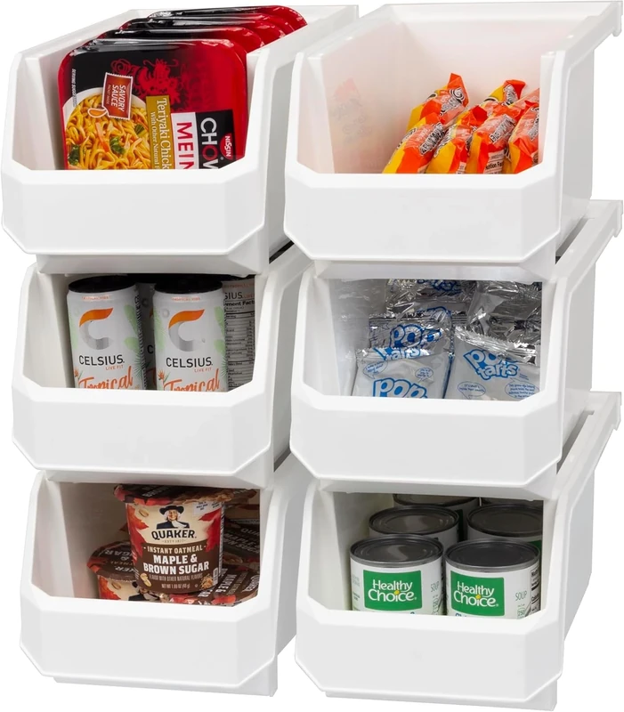 ReadySpace Plastic Containers for Organizing and Storage Bins for Closet, Kitchen, Office, Toys, or Pantry Organization, Large, 6-Pack, White