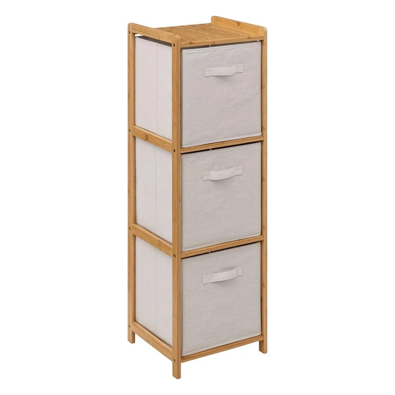 5five Tidy Box Shelf with 3 Bamboo Baskets, Brown