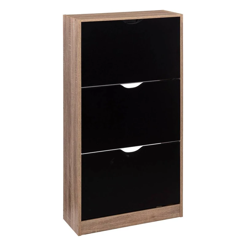 5 five simply smart Black Oak Effect 3 Drawer Shoe Rack