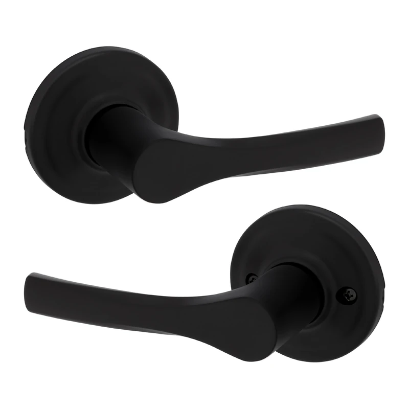 Kwikset Henley Passage Door Lever, Non-Locking Handle for Interior Hall and Closet Doors, Reversible for Easy Install, Featuring Microban Protection in Matte Black - Image 1