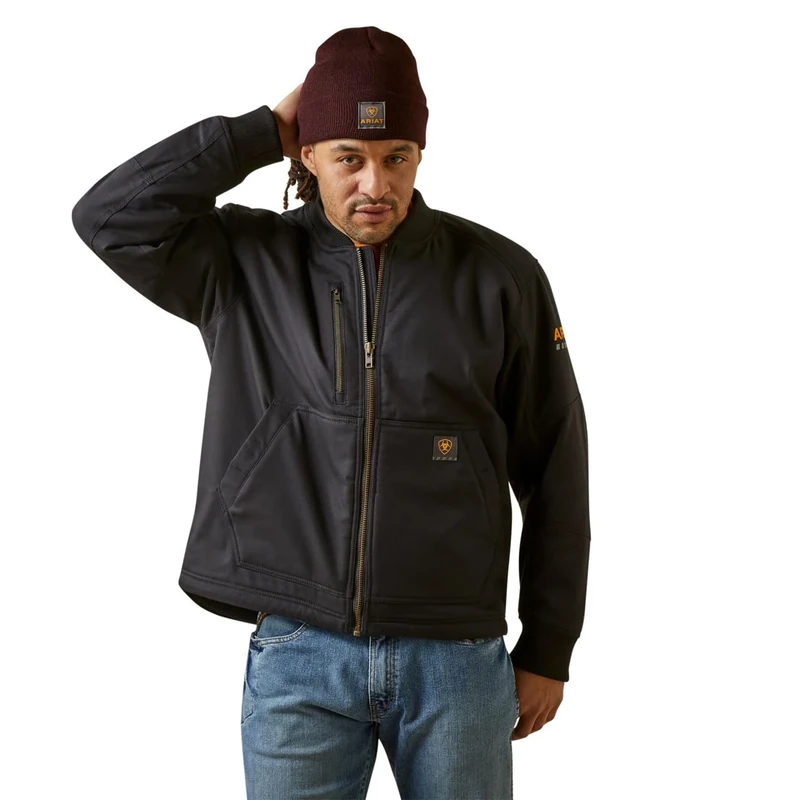 ARIAT Men's Rebar Stretch Canvas Bomber Jacket - Black, 4X-Large - Image 1
