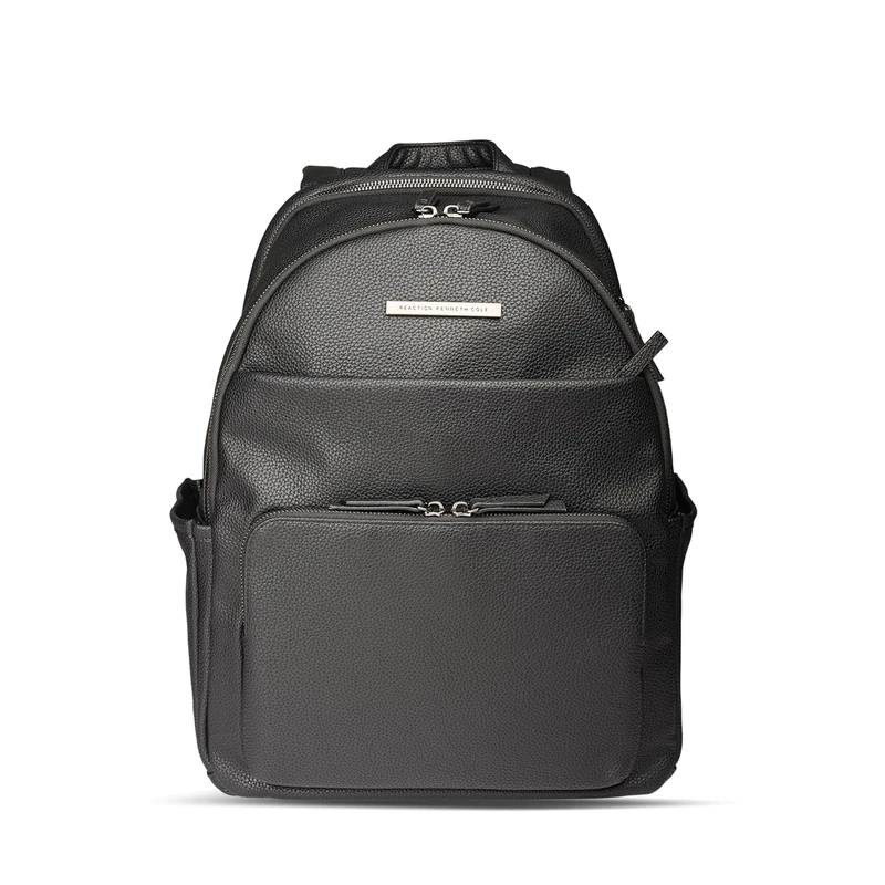 Kenneth Cole Unisex's Double Compartment Vegan Leather Womens Laptop Marley Backpack, Black, 15"