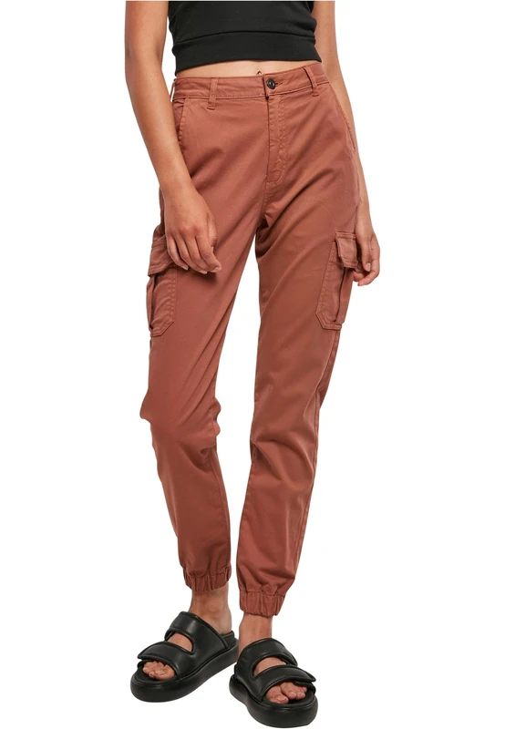 Urban Classics Women's High Waist Cargo Trousers Terracotta 34, Terracotta, 8