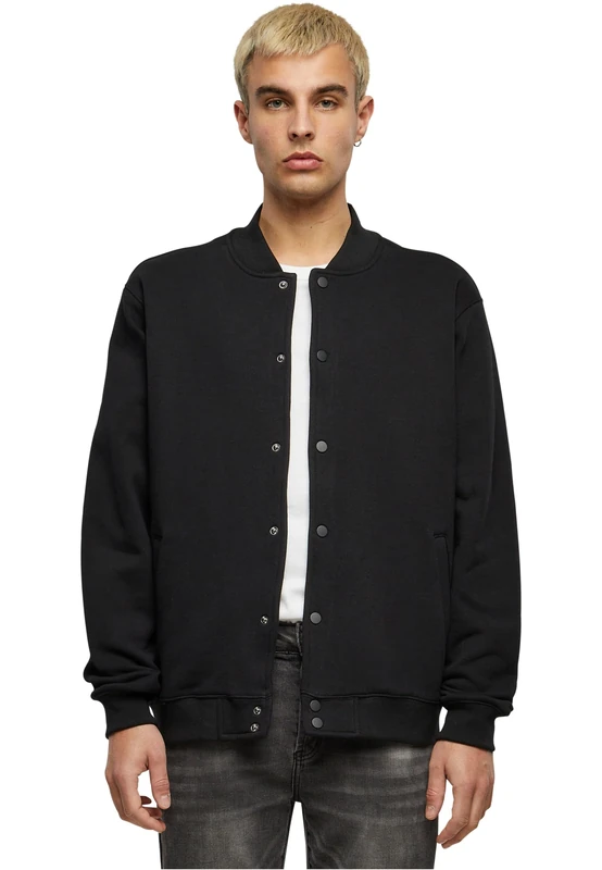 Build your Brand Men's Heavy Tonal College Jacket, Black, XXL