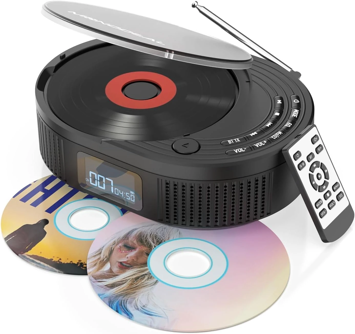 2025 NEW Monodeal CD Player with Bluetooth and Radio FM 2 in 1, Rechargeable Portable CD Player with Speakers, Support AUX/USB