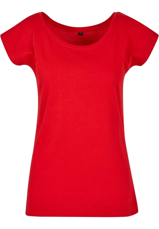Build your Brand Women's T-Shirt Ladies Wide Neck Tee Cityred L, Cityred, Large