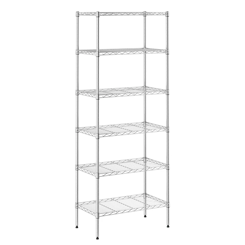 Furinno Wayar 6-Tier Stackable Metal Storage Shelf Rack, 23 x 13 x 59, Stainless Steel