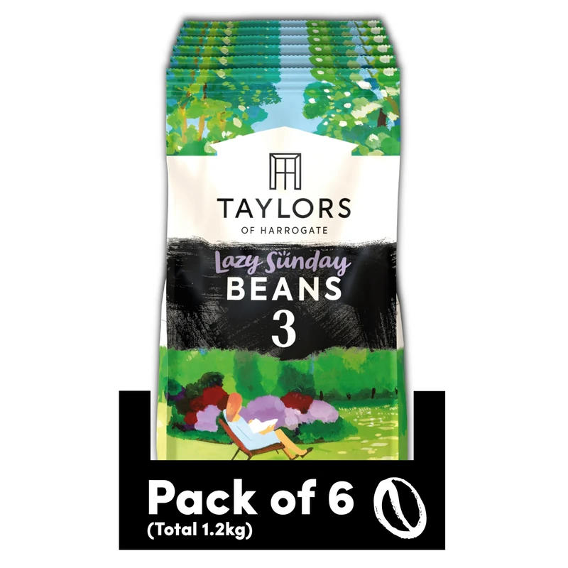 Taylors of Harrogate Lazy Sunday Coffee Beans, 200 g (Pack of 6 - Total 1.2kg)