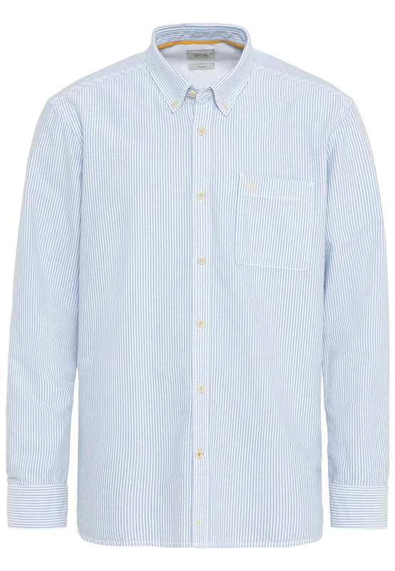camel active Men's Oxford Striped Shirt Made from Sustainable Organic Cotton, blue-white, 6XL - Image 1