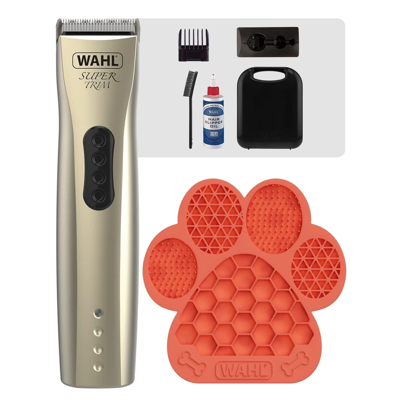 Wahl Super Trim Premium Dog Grooming Kit, Distract n Groom Lick Mat, Low Noise Cordless Pet Trimmer, for Pet Anxiety, Easy Clean Animal Trimmer, Cat & Dog Licky Mats, Trim & Tidy, Slow Feeder