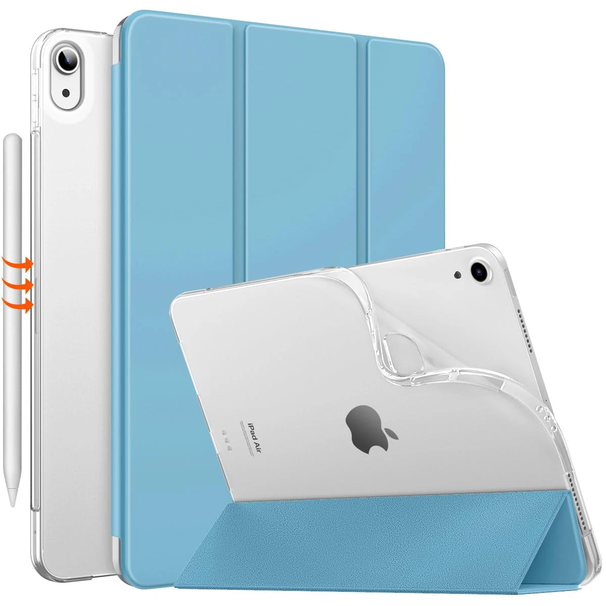 MoKo for iPad Air 11 Inch Case 7th/6th Generation M3/M2 2025/2024, iPad Air 5th/4th Gen 10.9" 2022/2020, Translucent Frosted Soft TPU Back Cover, Slim Protective Cover,Auto Wake/Sleep,Misty Blue