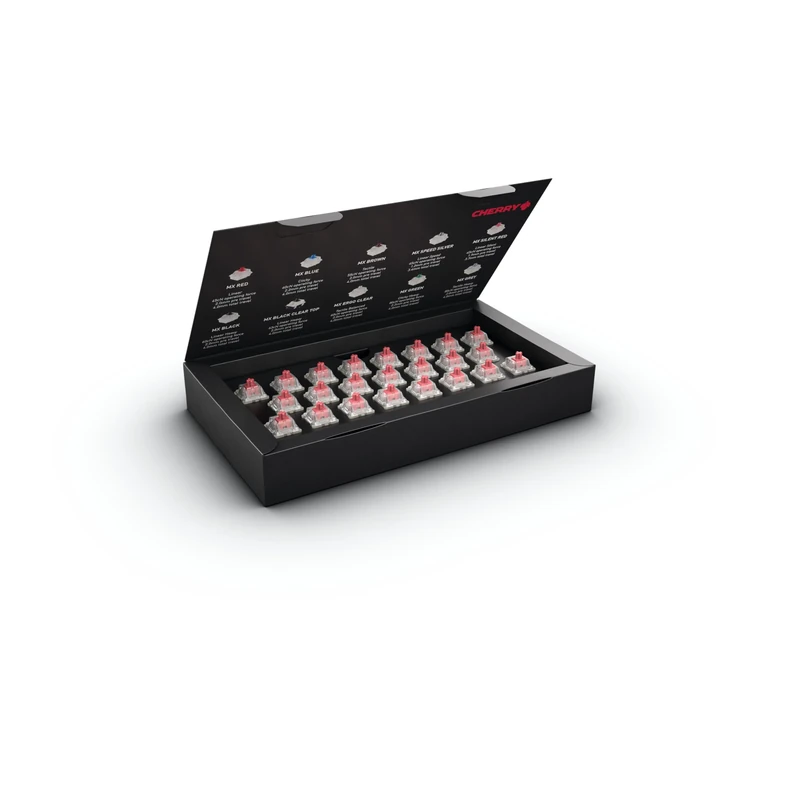 CHERRY MX RGB SILENT RED Switch Kit, 23 Mechanical Keyboard Switches, for DIY, Hot-Swap or Gaming Keyboards, Linear Switch without Click, Smooth to Use & Quiet
