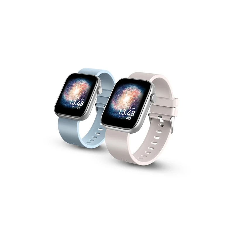 SPC Smartee Duo Smart Watch with Interchangeable Strap, Large 1.8 Inch Display, 21 Sports Modes, 7 Days Battery Life, IP68, Heart Rate, Android and iOS, Beige/Sky Blue