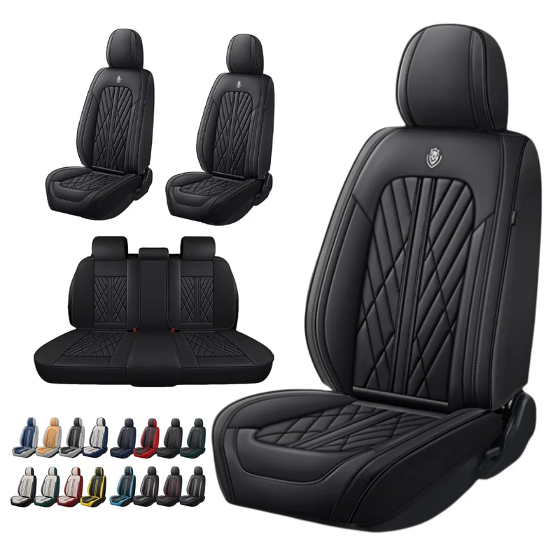 ANKIV Universal Fit Waterproof Breathable Nappa Leather Automotive Vehicle Car Seat Covers Set Cushion Protector for Sedan SUV