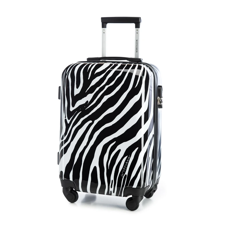 WITTCHEN Young Collection Small Suitcase Hand Luggage Cabin Suitcase ABS with Polycarbonate Coating Combination Lock Retractable Handle Size S White-Black