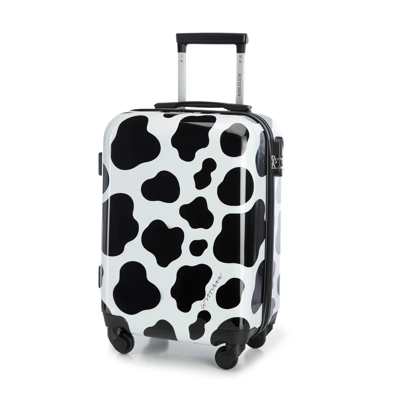 WITTCHEN Young Collection Small Suitcase Hand Luggage Cabin Suitcase ABS with Polycarbonate Coating Combination Lock Retractable Handle Size S Black-White
