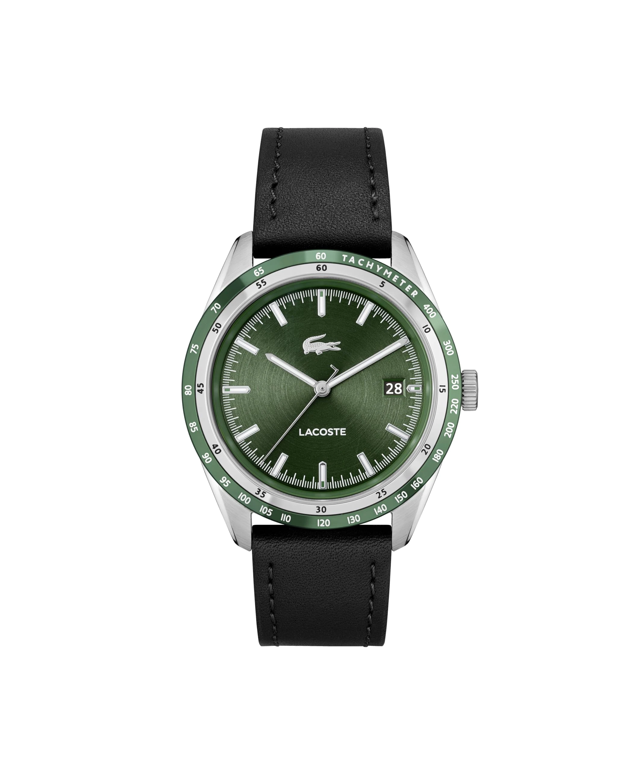Lacoste Analogue Quartz Watch for Men Everett Collection with Black Leather Strap - 2011292