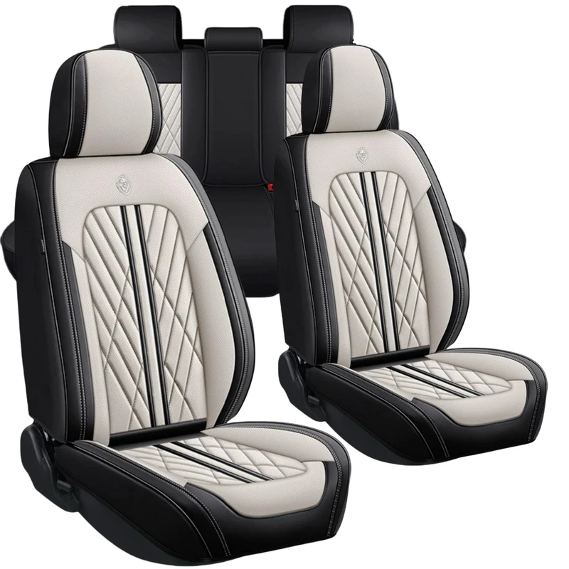 ANKIV Universal Fit Waterproof Breathable Nappa Leather Automotive Vehicle Car Seat Covers Set Cushion Protector for Sedan SUV
