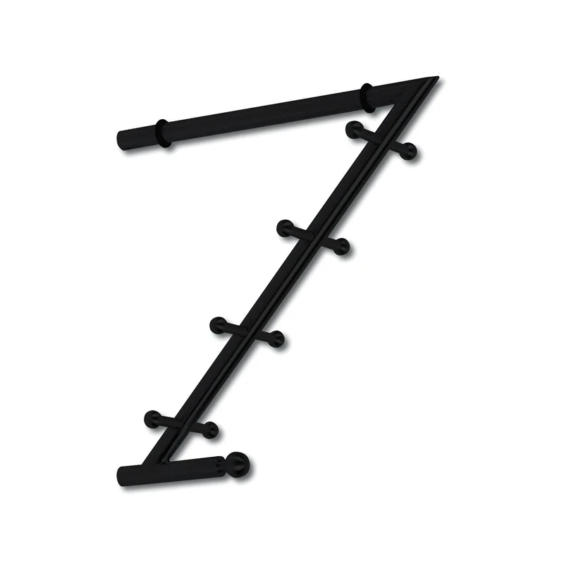 Technik Team Month Coat Rack with 4 Double Hooks, Height 285 mm, Wall Hook, Coat Rail with Coat Hooks, Matt Black Iron