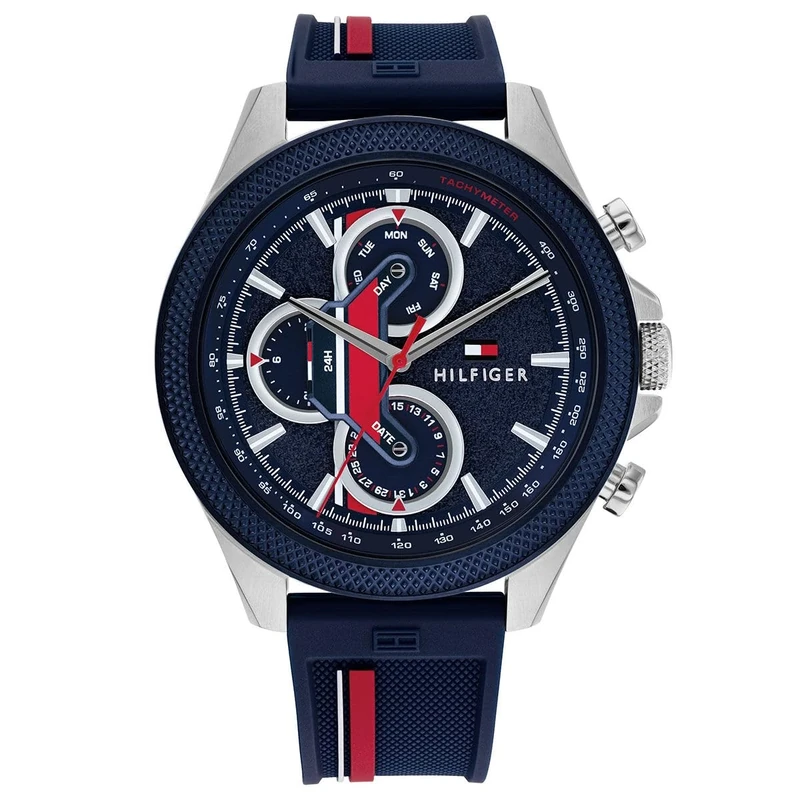 Tommy Hilfiger Analogue Multifunction Quartz Watch for Men with Blue Silicone Bracelet - 1792083