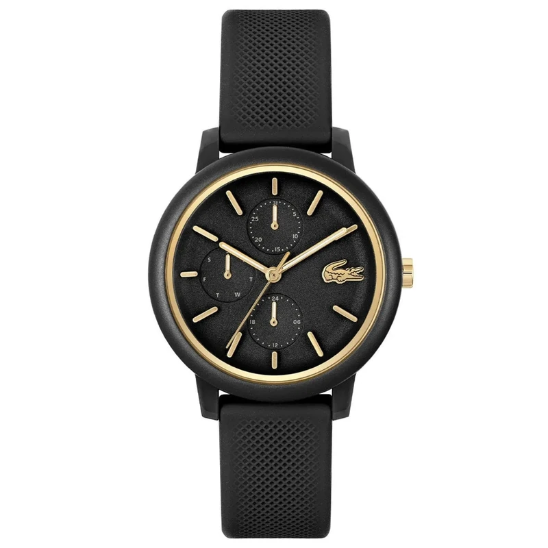 Lacoste Analogue Multifunction Quartz Watch for Women LACOSTE.12.12 Multi Collection with Black Silicone Bracelet - 2001327
