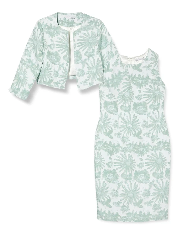 Gina Bacconi Women's Jacquard Sheath Dress and Bolero Cocktail, Green, 6