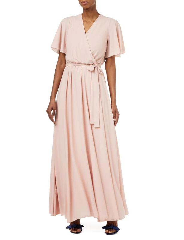 Gina Bacconi Women's Maxi Dress with Cape Sleeve Cocktail, Blush, M