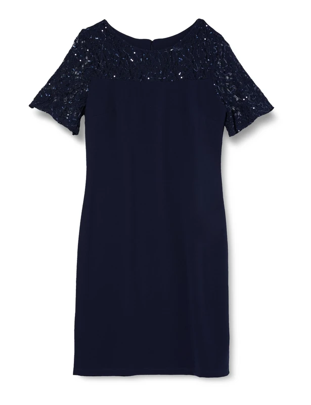 Gina Bacconi Women's Lace Cocktail Dress with Embroidered Yoke, Navy, 16