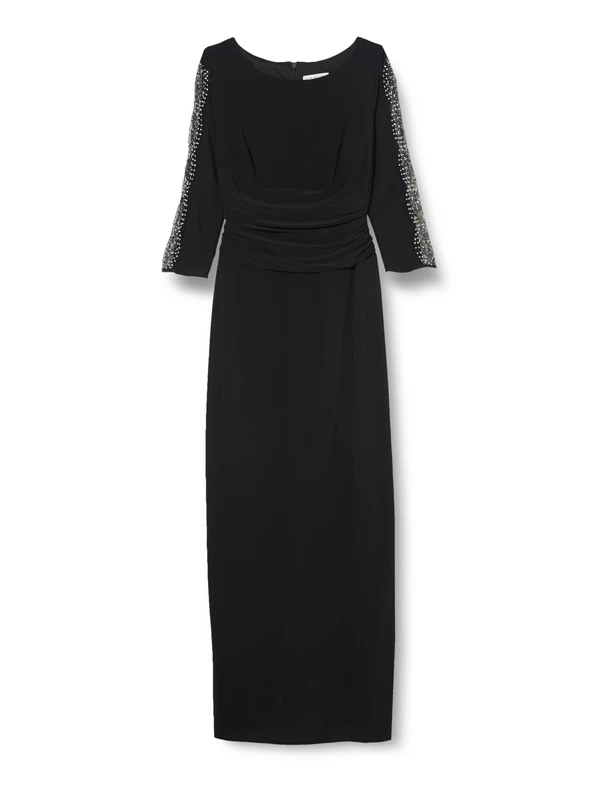 Gina Bacconi Women's Maxi Dress with Embellished Sleeve Cocktail, Black, 6