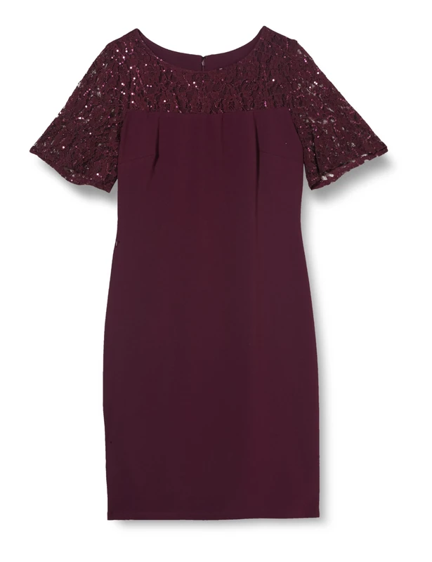 Gina Bacconi Women's Lace Cocktail Dress with Embroidered Yoke, FIG, 14