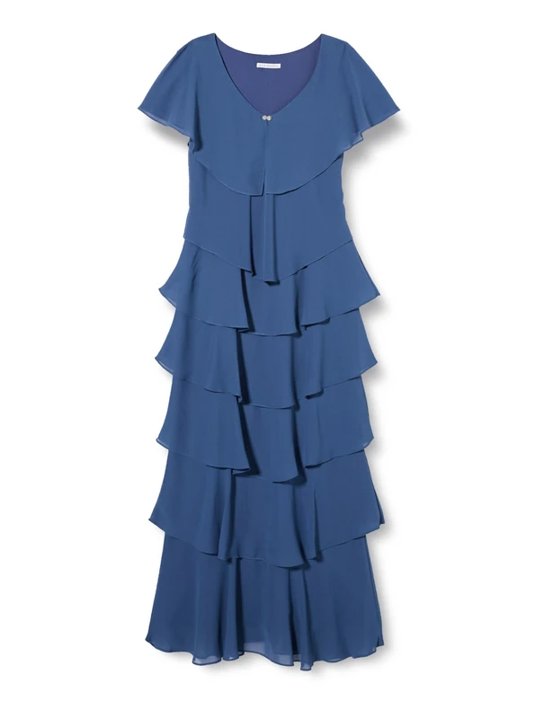 Gina Bacconi Tiered Maxi Dress, Wedgewood, 10