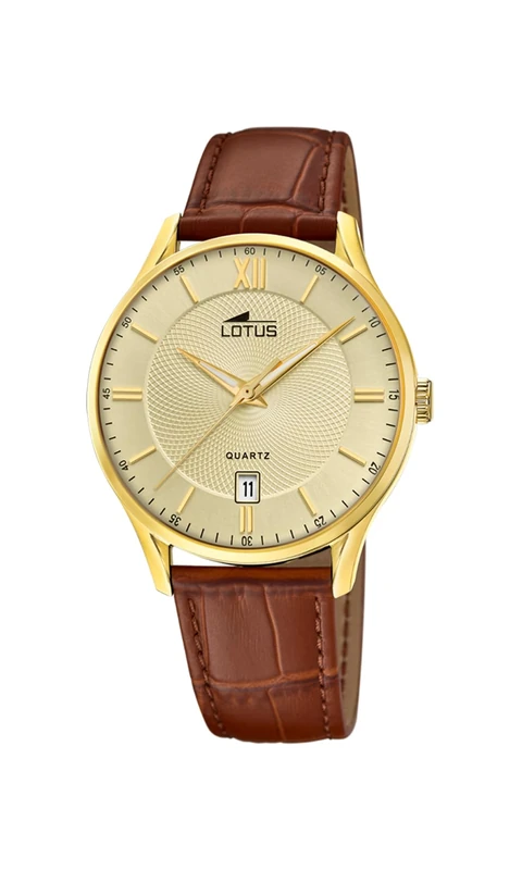 Lotus 18403/G Mens Gold PVD-Plated Stainless Steel Watch with Leather Strap