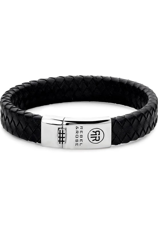 Rebel & Rose Bracelet Braided Flat RR-L0141-S-L Mens Mid-36989 Brand, one Size, Non-Precious Metal, No Gemstone
