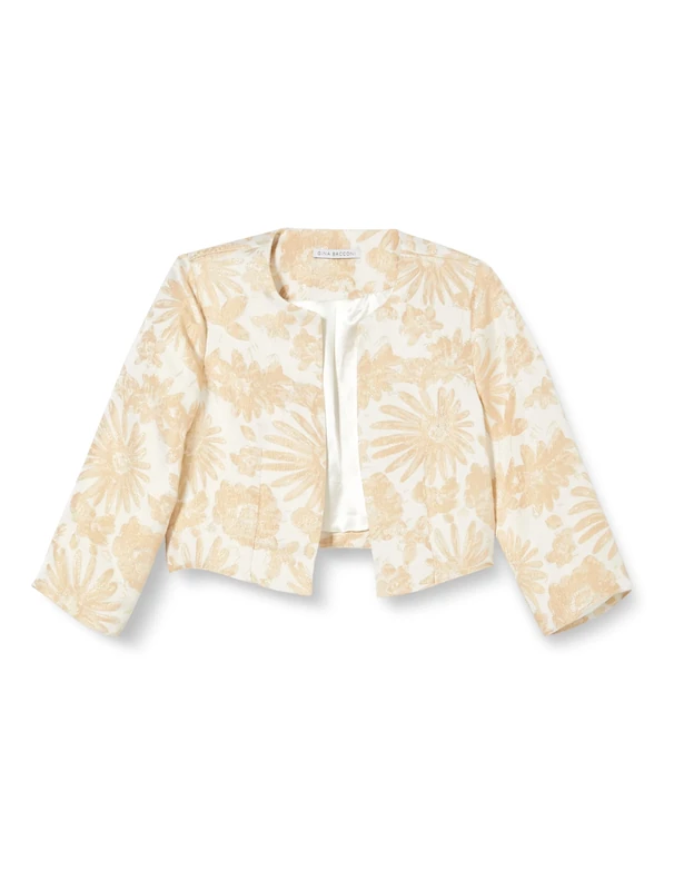 Gina Bacconi Women's Jacquard Sheath Dress and Bolero Cocktail, Beige, 6