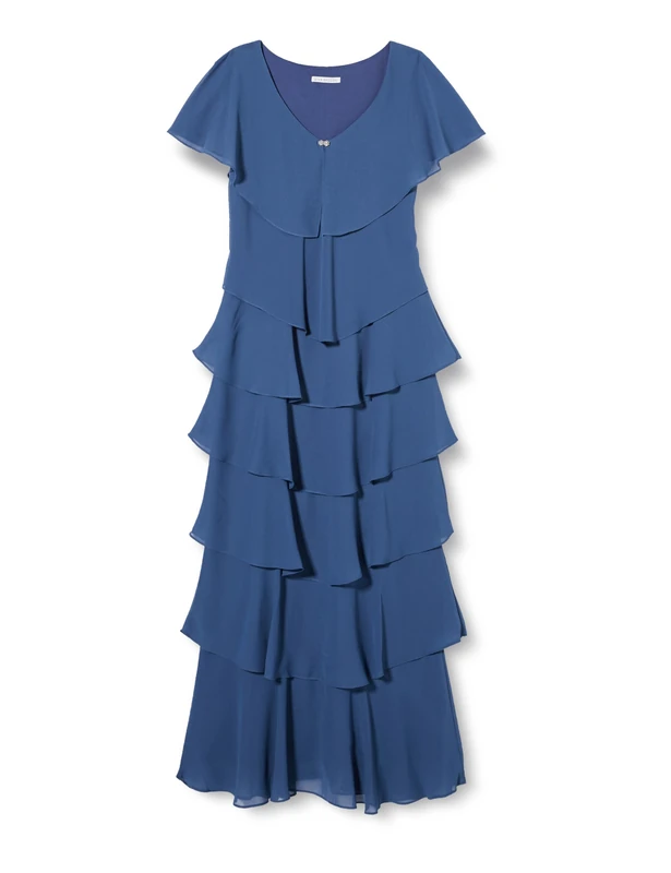 Gina Bacconi Women's Tiered Maxi Dress Cocktail, Wedgewood, 6