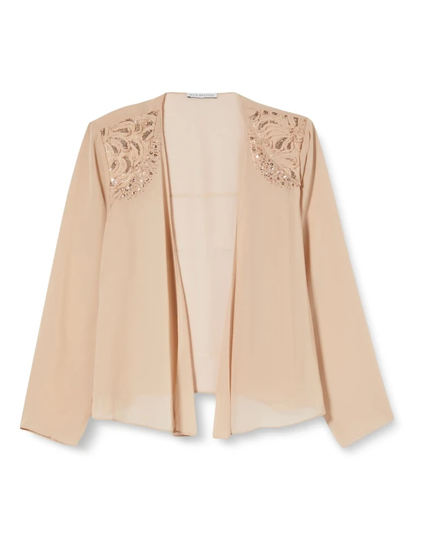 Gina Bacconi Lace Shoulder Bead Tier Jacket Dress, Winter Cream, 18