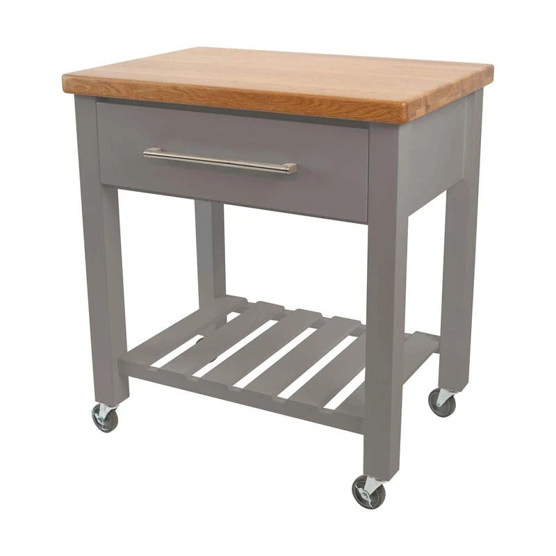 Loft Trolley in Grey Hevea | Oak Top - Flat Packed | 19341