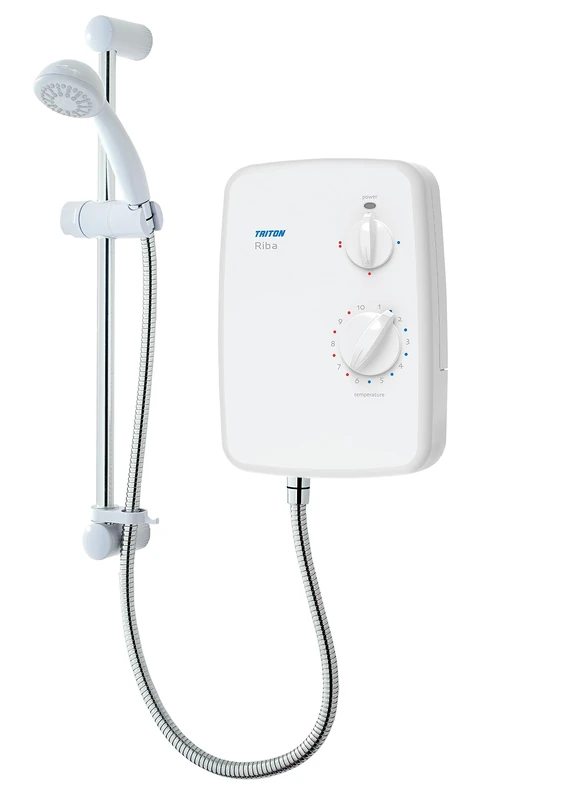 Triton Showers Riba | Shower Electric | 10.5 kW | Triton Shower I White I Electrical Showers | with Showerhead & Anti Twist Hose | Best Electric Shower Units for Bathrooms - Image 1