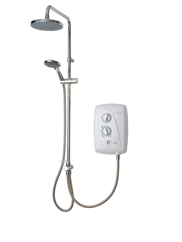 Triton Showers T80 Easi Fit Plus DuElec™ | Shower Electric | 9.5 KW I White I Electrical Showers | with Rainfall Showerhead and Anti Twist Hose | Best Electric Shower Units for Bathrooms