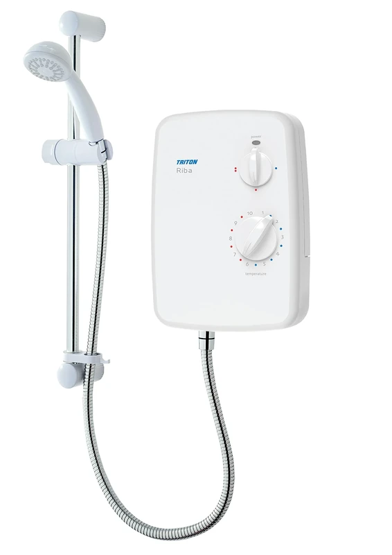Triton Showers Riba, Shower Electric, 8.5 KW, White, Instant Hot Water, Replacement Shower, Anti Twist Hose, Bathroom Showering Unit