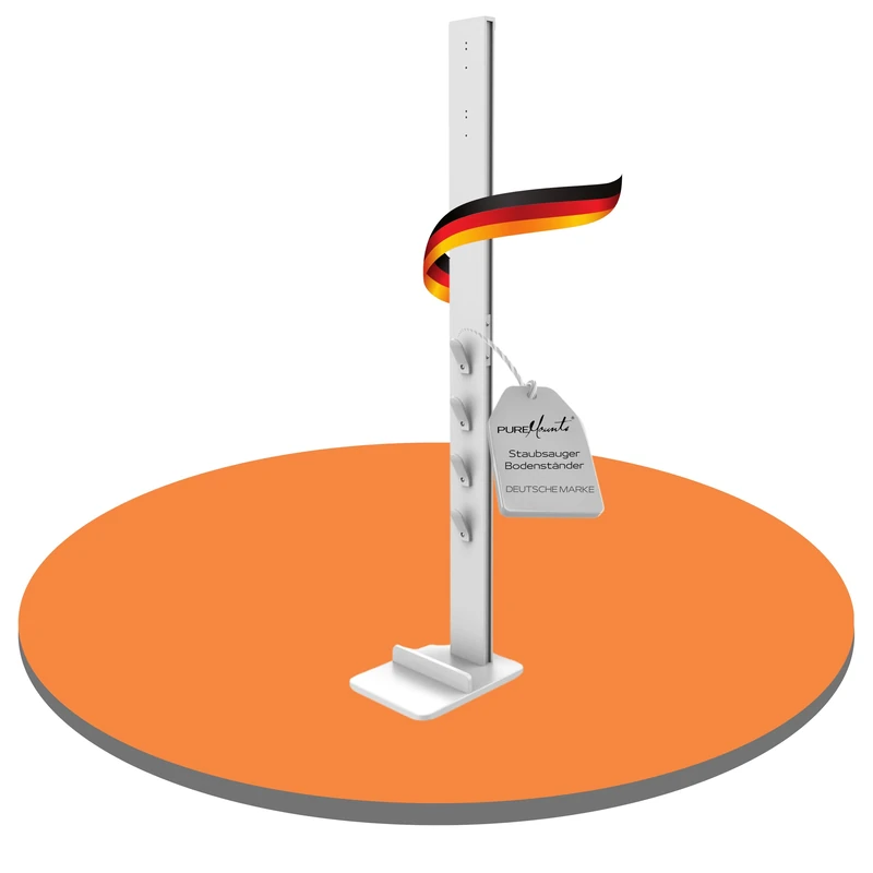 PureMounts PM-VAC-01-V2, Vacuum Cleaner Floor Stand, Aluminium, Weiß
